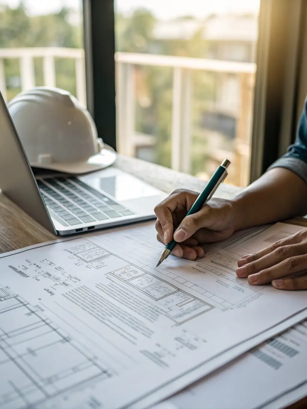 Image of legal documents being signed over a blueprint of a data center, symbolizing the acquisition of crucial development rights for a project.