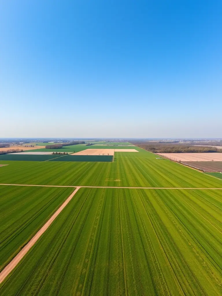 A drone shot of a vast, open field in the Netherlands, prepared for data center construction, showcasing Palm Ridge Strategic's land acquisition expertise.