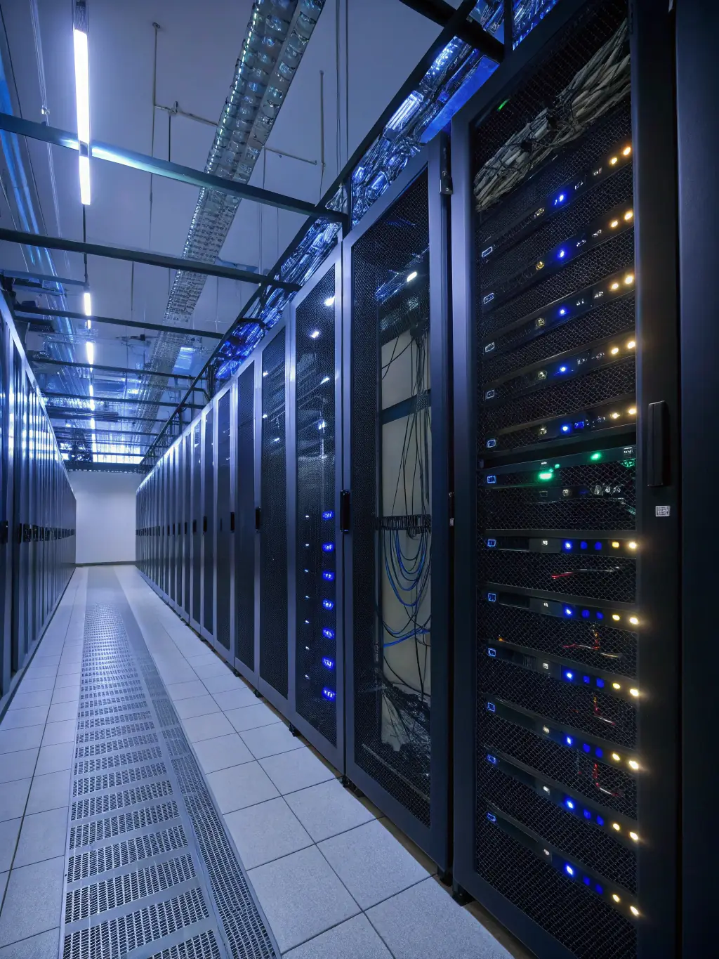 A wide shot of a data center campus in Belgium, highlighting the scale and complexity of power infrastructure required, showcasing Palm Ridge Strategic's coordination capabilities.
